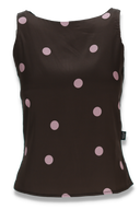 Alma bluse brun og rosa polkadot