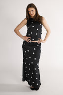 Alma bluse sort og hvit polkadot