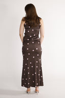 Alma bluse brun og rosa polkadot