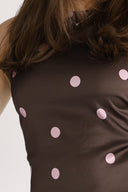 Alma bluse brun og rosa polkadot