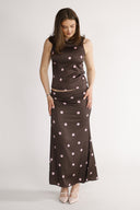 Alma bluse brun og rosa polkadot