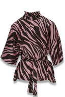 Bekka bluse brun og rosa zebra