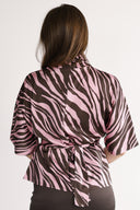 Bekka bluse brun og rosa zebra