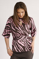 Bekka bluse brun og rosa zebra