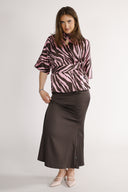 Bekka bluse brun og rosa zebra