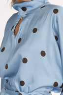 Bekka bluse blå og brun