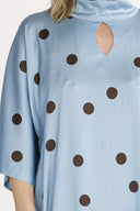 Cornelia kjole blå og brun dots