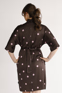 Cornelia kjole brun og rosa dots