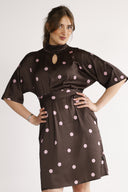 Cornelia kjole brun og rosa dots