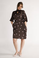 Cornelia kjole brun og rosa dots