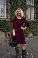 Evita burgunder babycord kjole