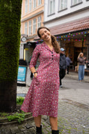 Margot fucsia rød blomstrete kjole