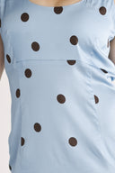 Dalia kjole blå og brun polkadot