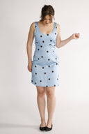 Dalia kjole blå og brun polkadot