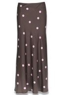 Lill skjørt i brun og rosa polkadots
