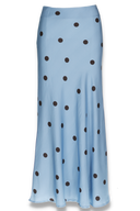 Lill skjørt i blå og brun polkadots