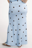 Lill skjørt i blå og brun polkadots