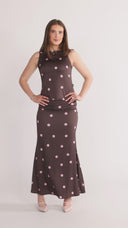 Alma bluse brun og rosa polkadot