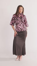 Bekka bluse brun og rosa zebra