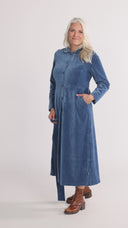 Joy jeansblå babycord kåpe / skjortekjole