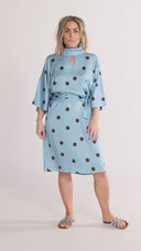 Cornelia kjole blå og brun dots