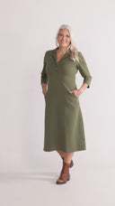 Kristine khaki midilang kjole