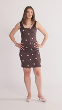 Dalia kjole brun og rosa polkadot